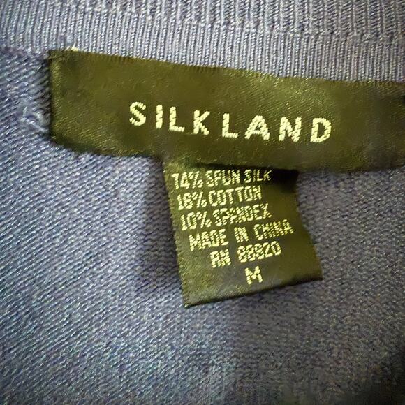 90s Vintage SILKLAND Purple Spun Silk Blend Lightweight Mockneck Sweater Medium - Picture 4 of 4